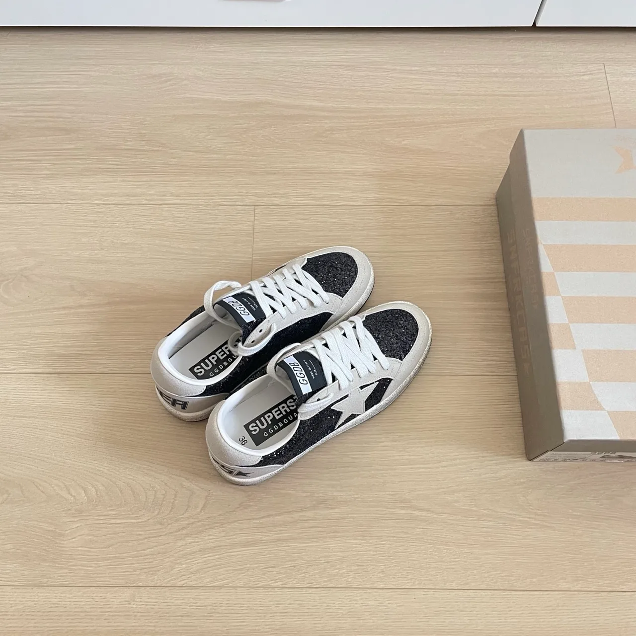 Golden Goose Glitter-Toe Star Sneakers in White · view 5