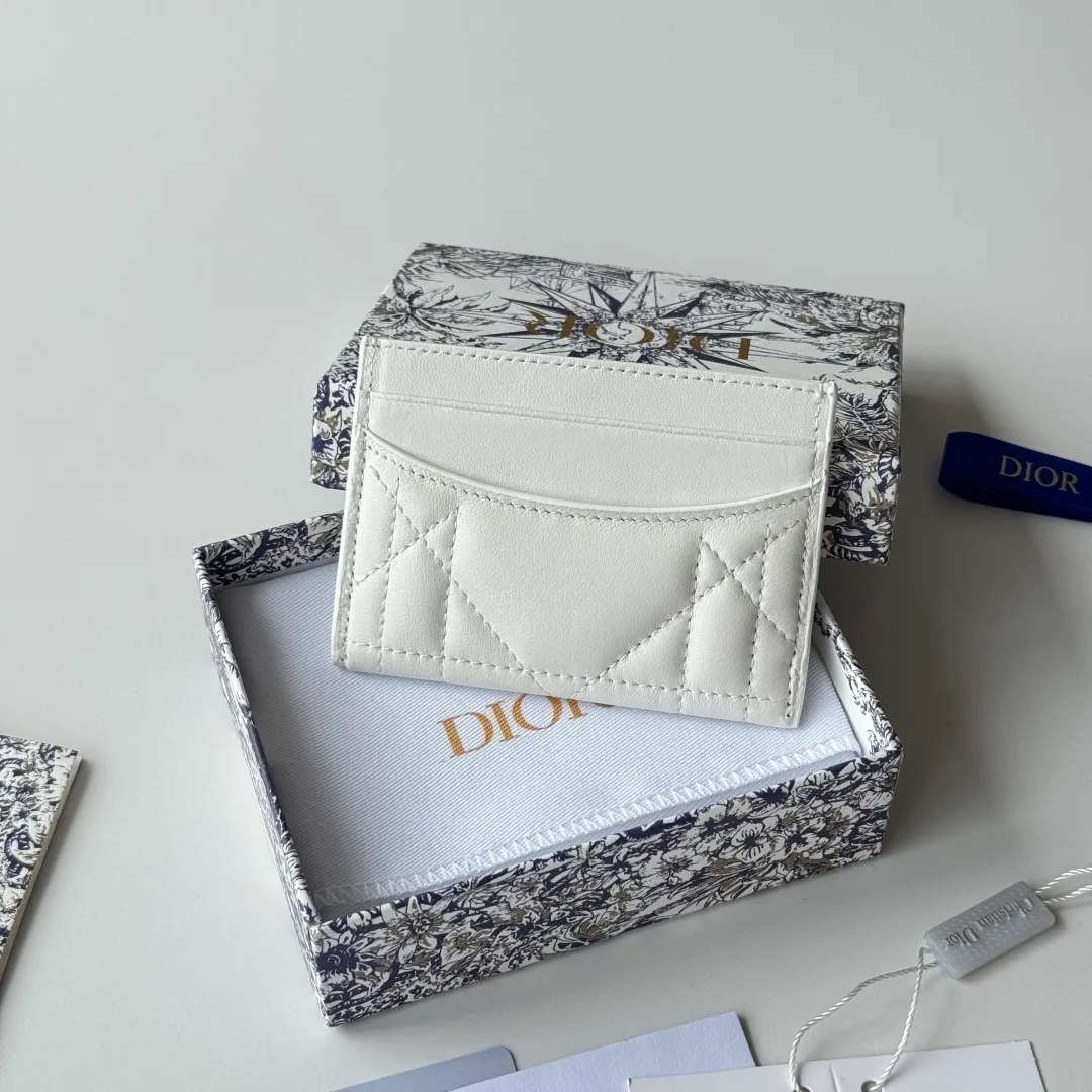 Dior Lambskin Quilted Cardholder in White · view 3