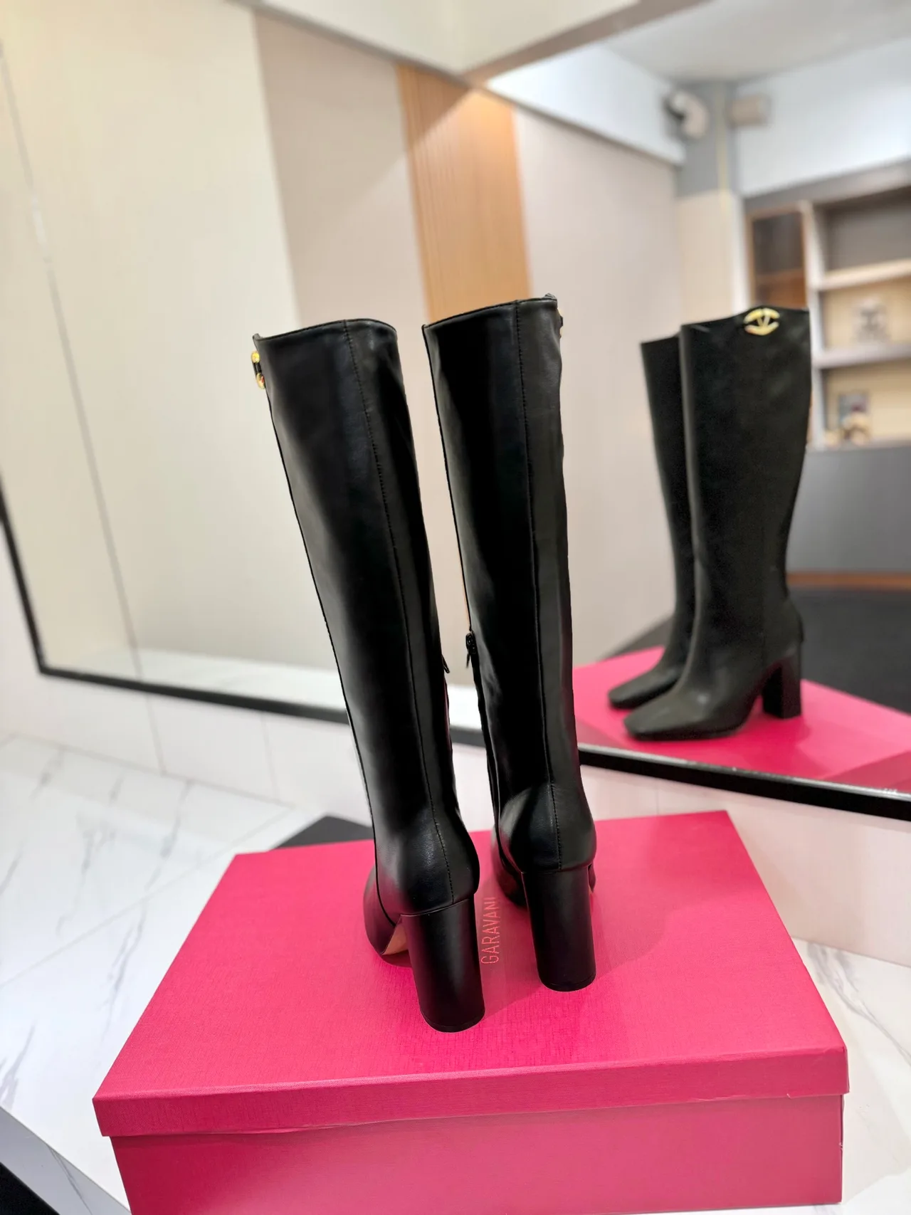 Valentino Cowhide Knee-High Boots in Black · view 6