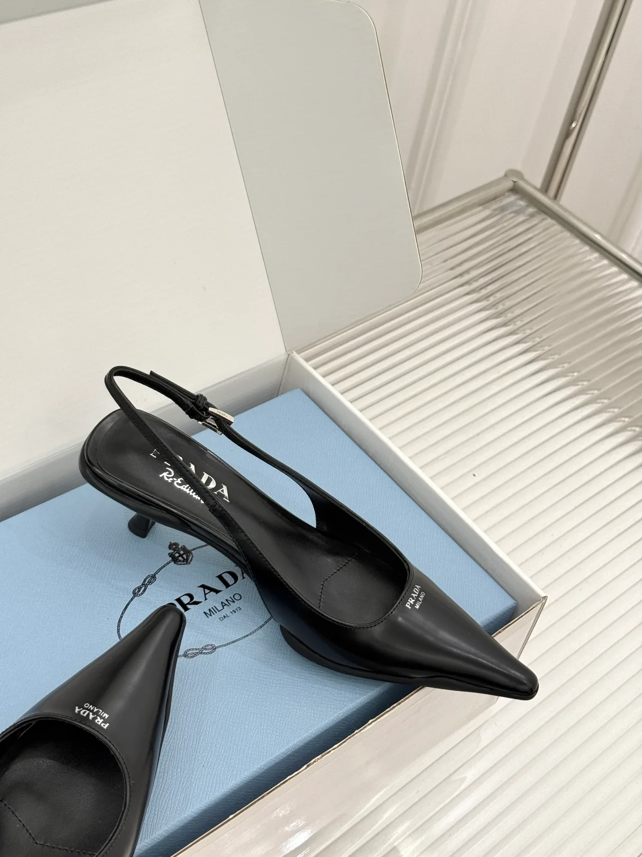 Prada Pointed Slingback Pumps in Black · view 5