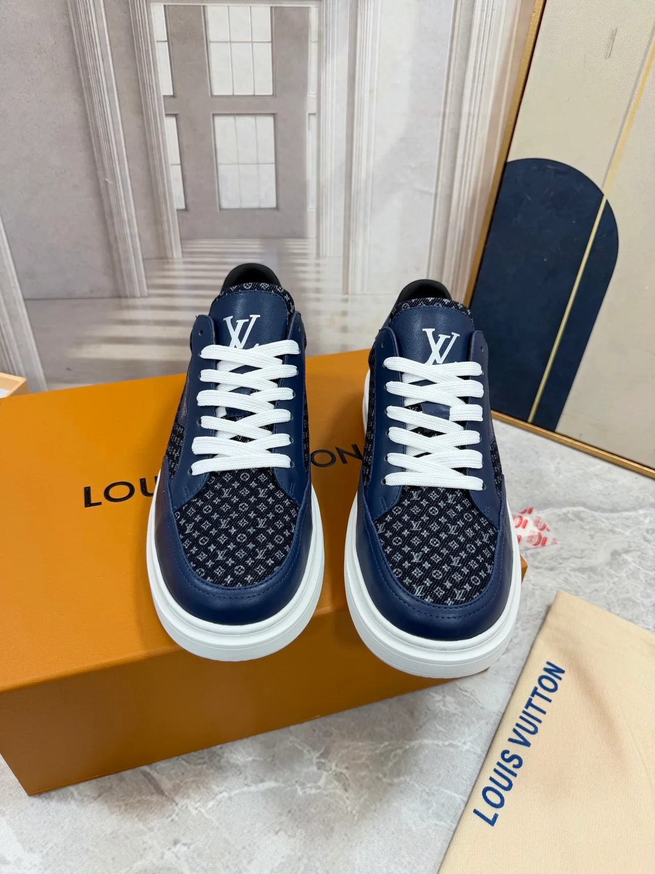 Louis Vuitton Calfskin Sneakers in Blue · view 1