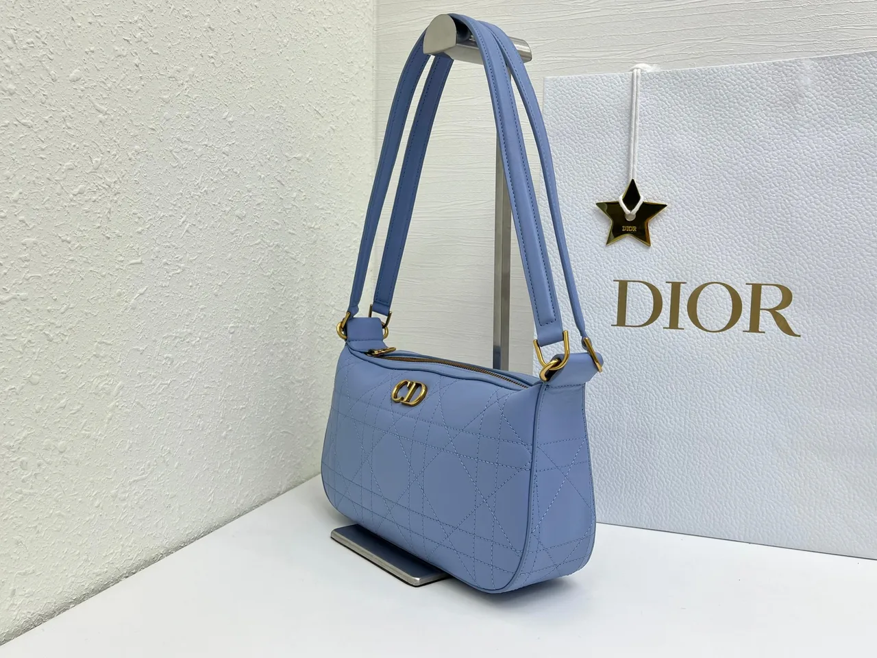 Dior Quilted Shoulder Bag in Blue · view 3