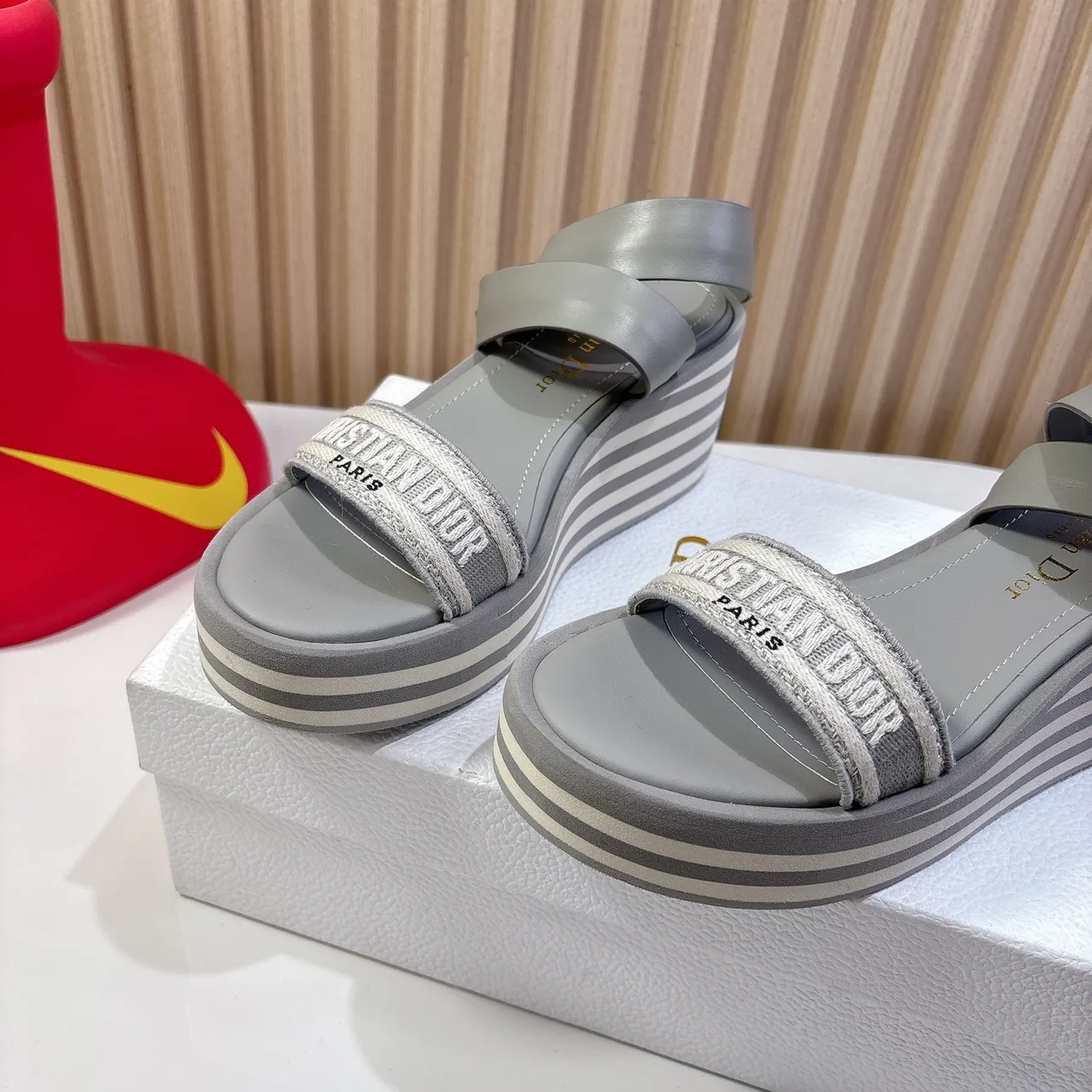 Dior Wedge Sandals in Grey / Black · view 7