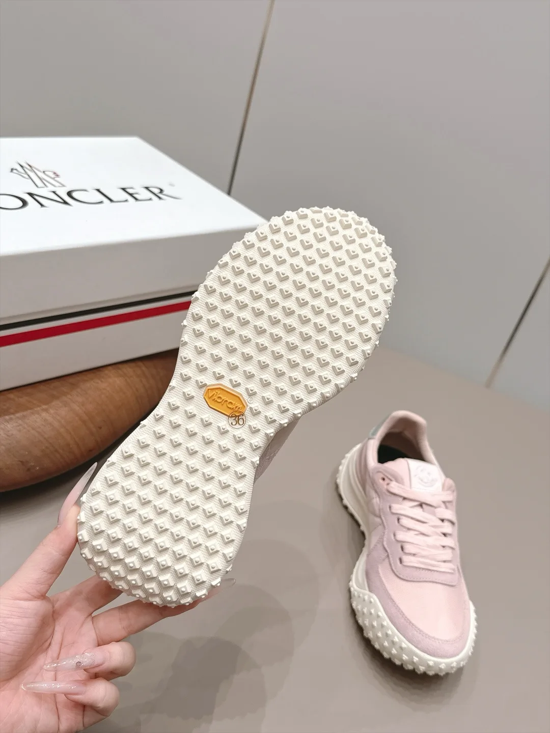 Moncler Suede Sneakers in Pink · view 8