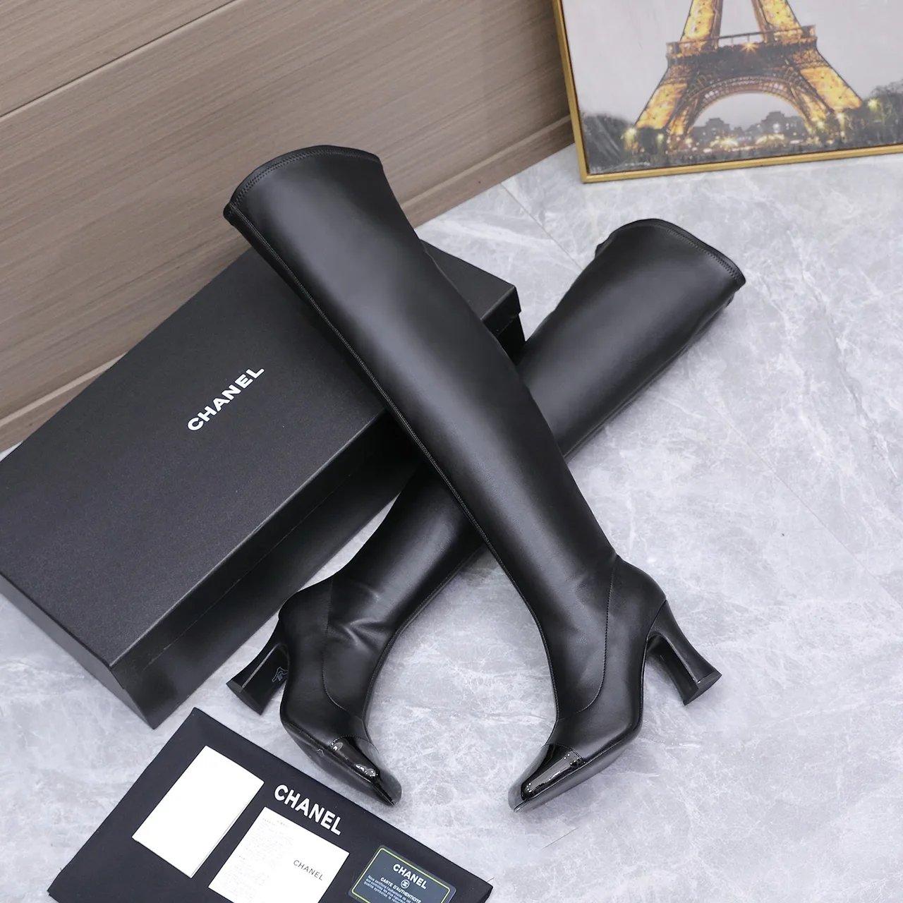 Chanel Cowhide Boots in Black · view 4