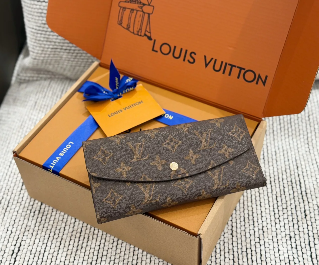 Louis Vuitton Envelope Wallet in Brown & White & Beige · view 1