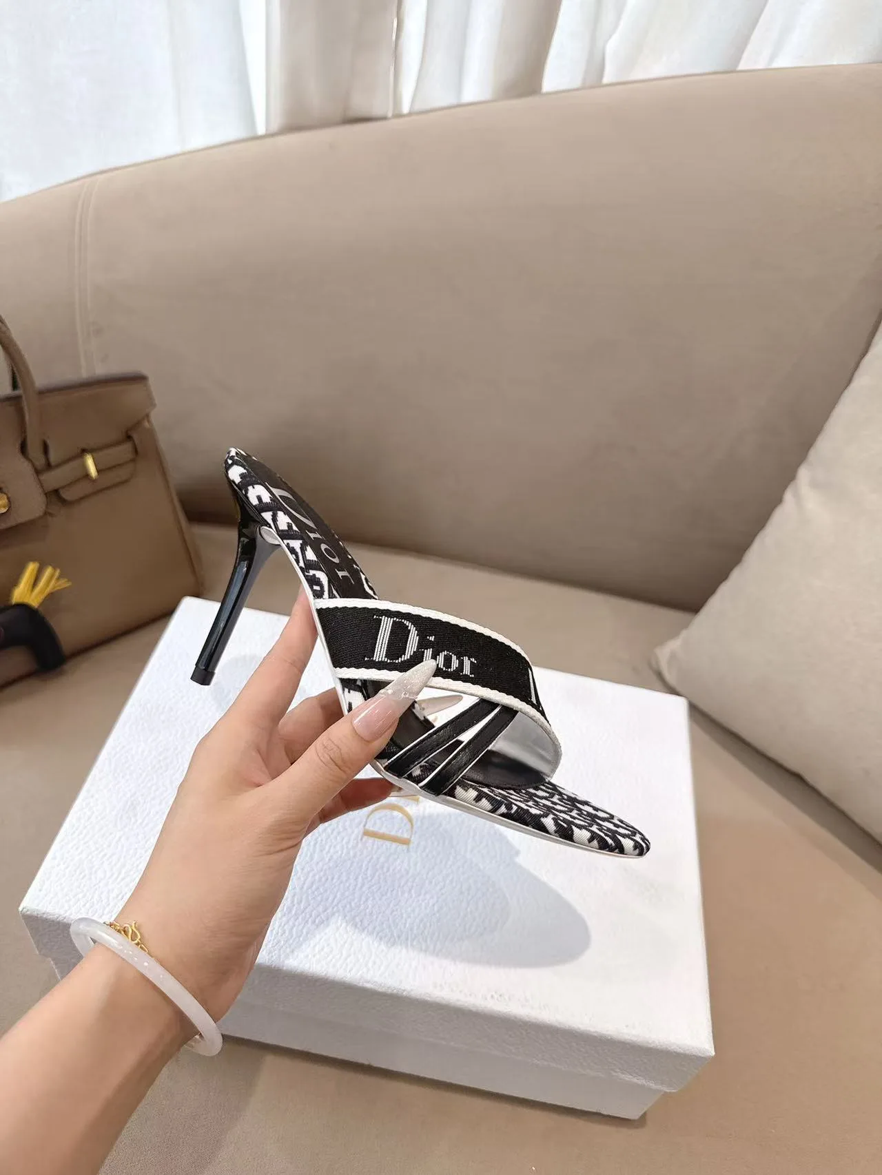 Dior Sheepskin Pointed-Toe Mules in Black · view 6