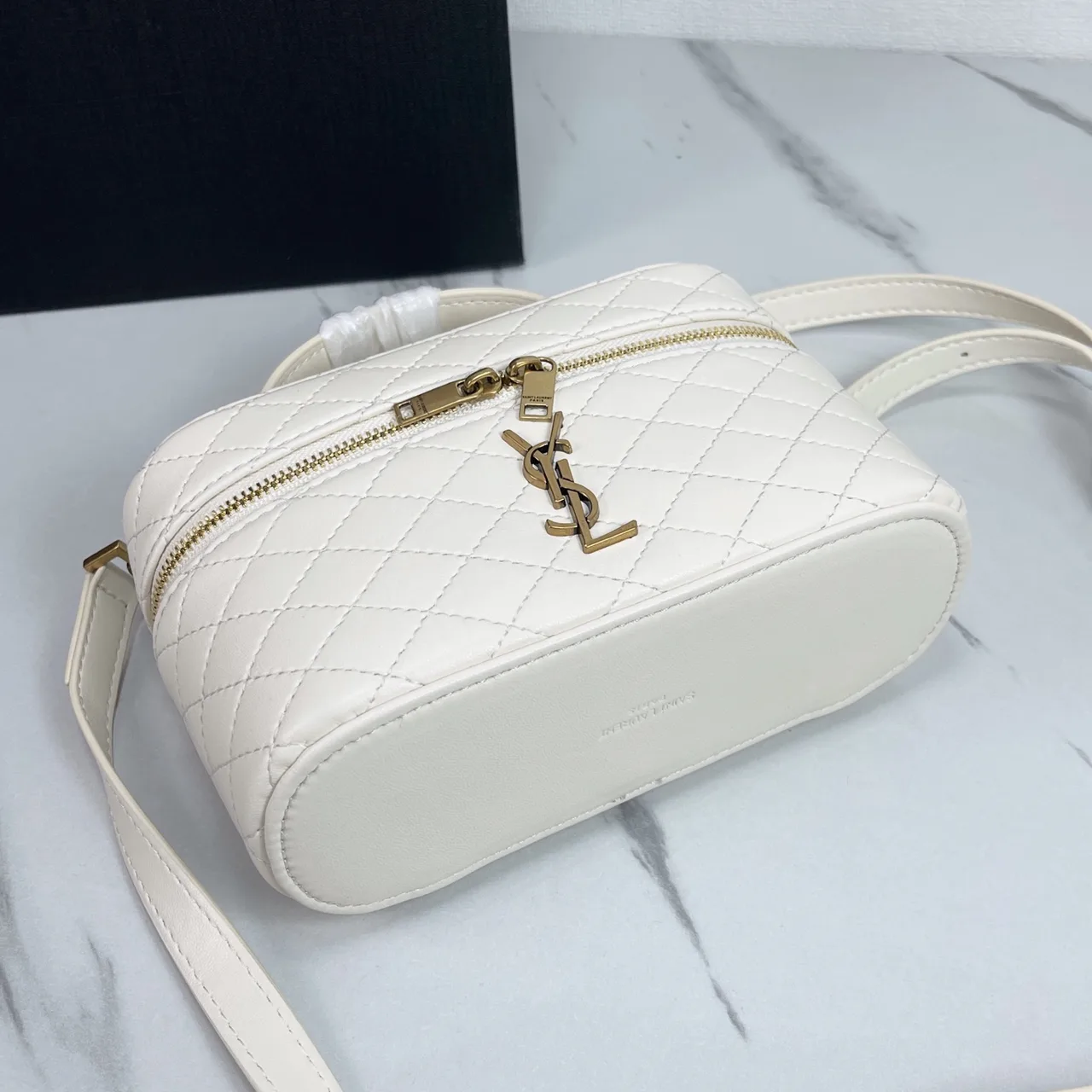 Saint Laurent Quilted Crossbody Bag in White · view 4