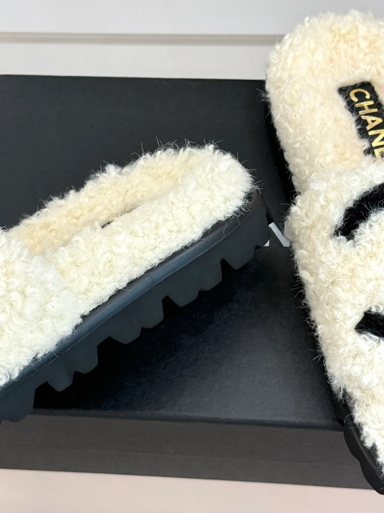 Chanel Denim Slippers in Cream · view 6