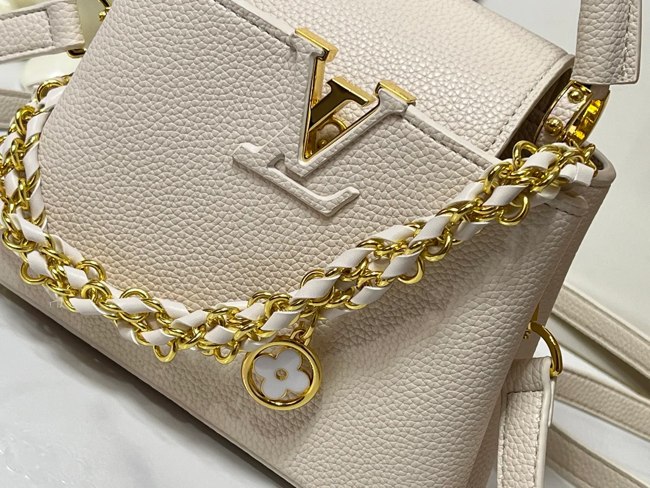 Louis Vuitton Cowhide Top-Handle Bag in White · view 6