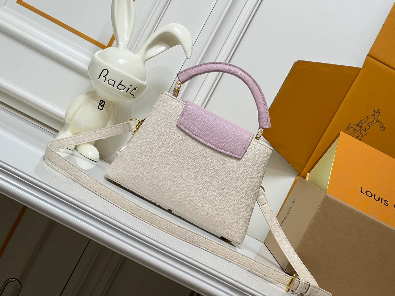 Louis Vuitton Cowhide Capucines BB Bag in Cream · view 6