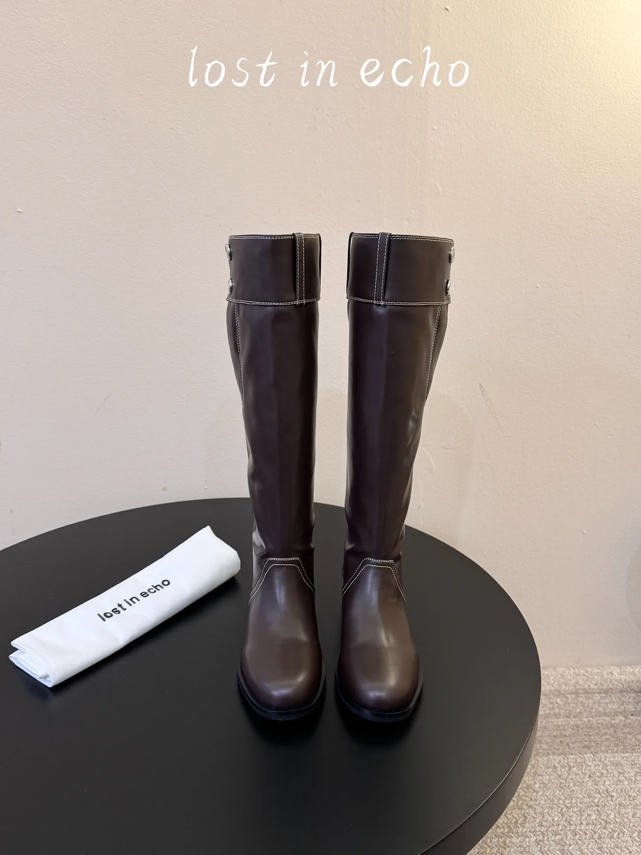 Lost in Echo Knee-High Boots in Black & Brown · view 2