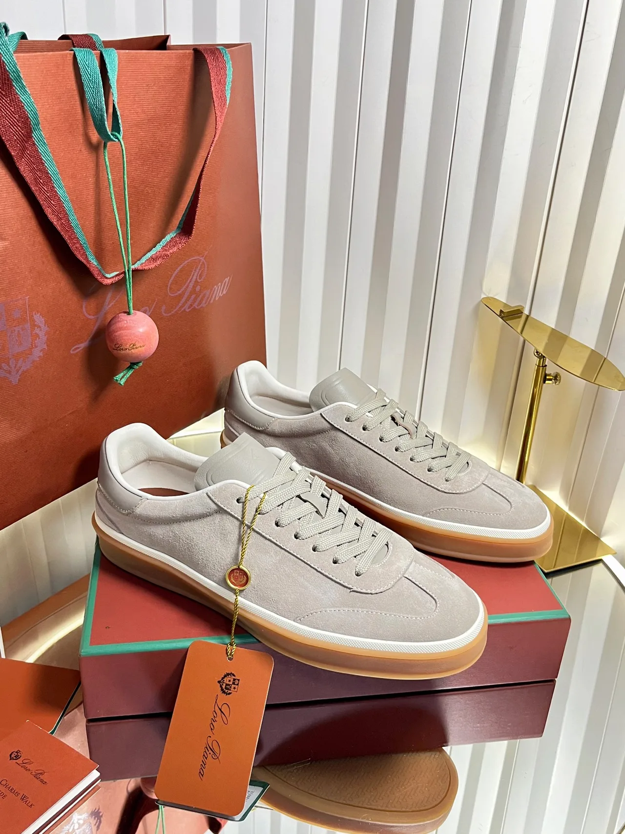 Loro Piana Cashmere Low-Top Sneakers in Grey · view 2