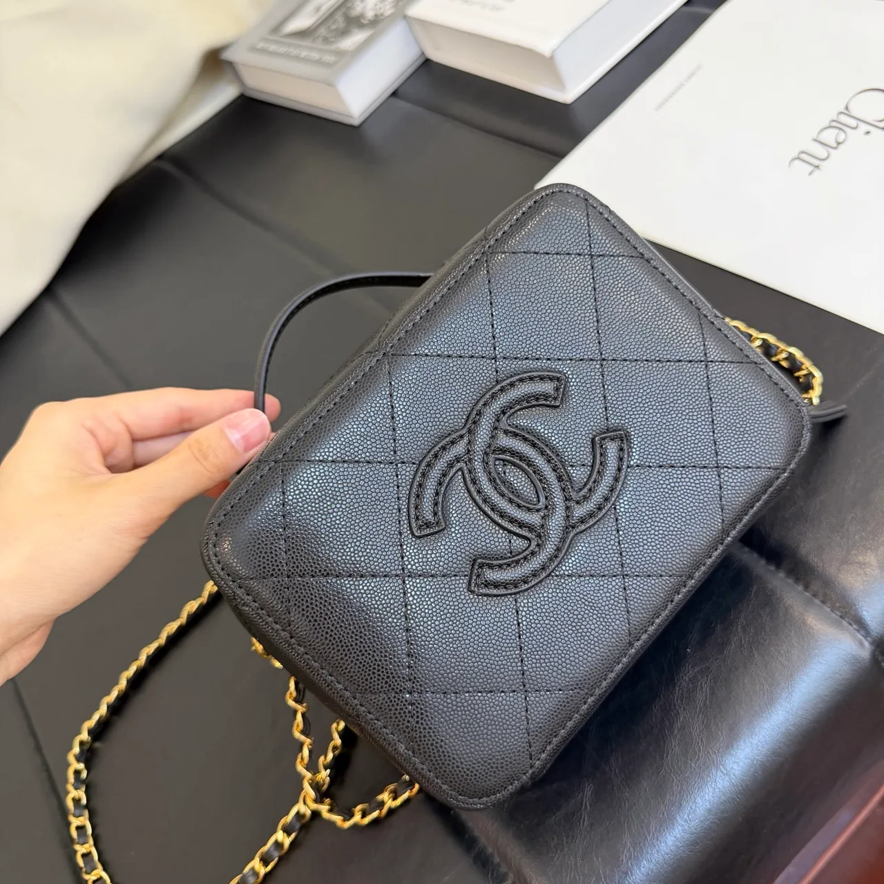Chanel Quilted Clutch in Black · view 3