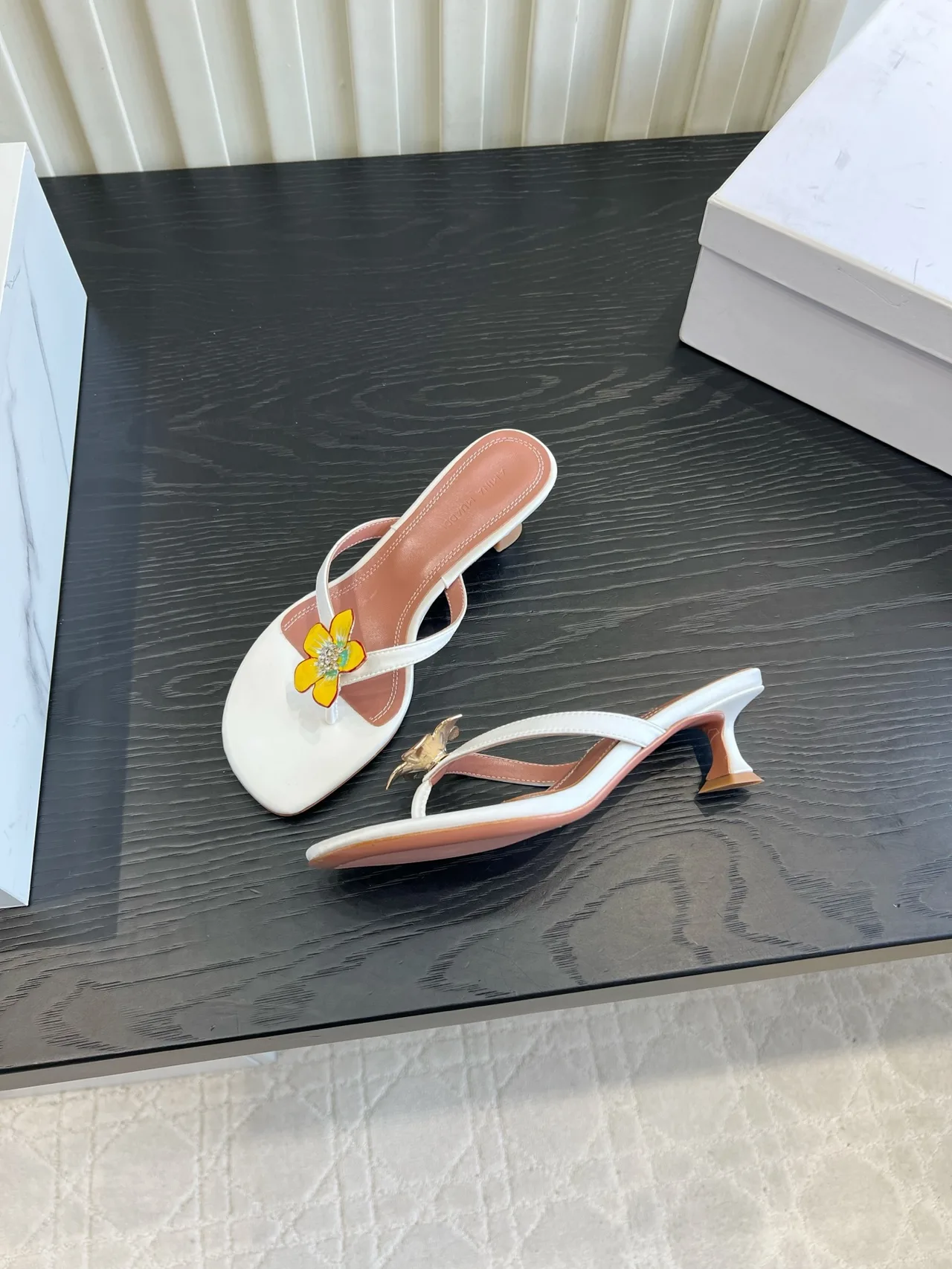Amina Muaddi Silk Sandals in White · view 4
