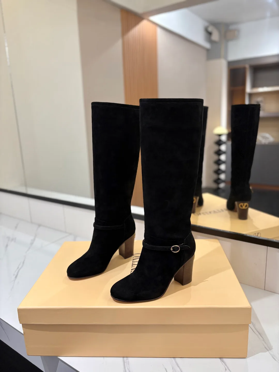 Valentino Calfskin Boots in Black · view 2