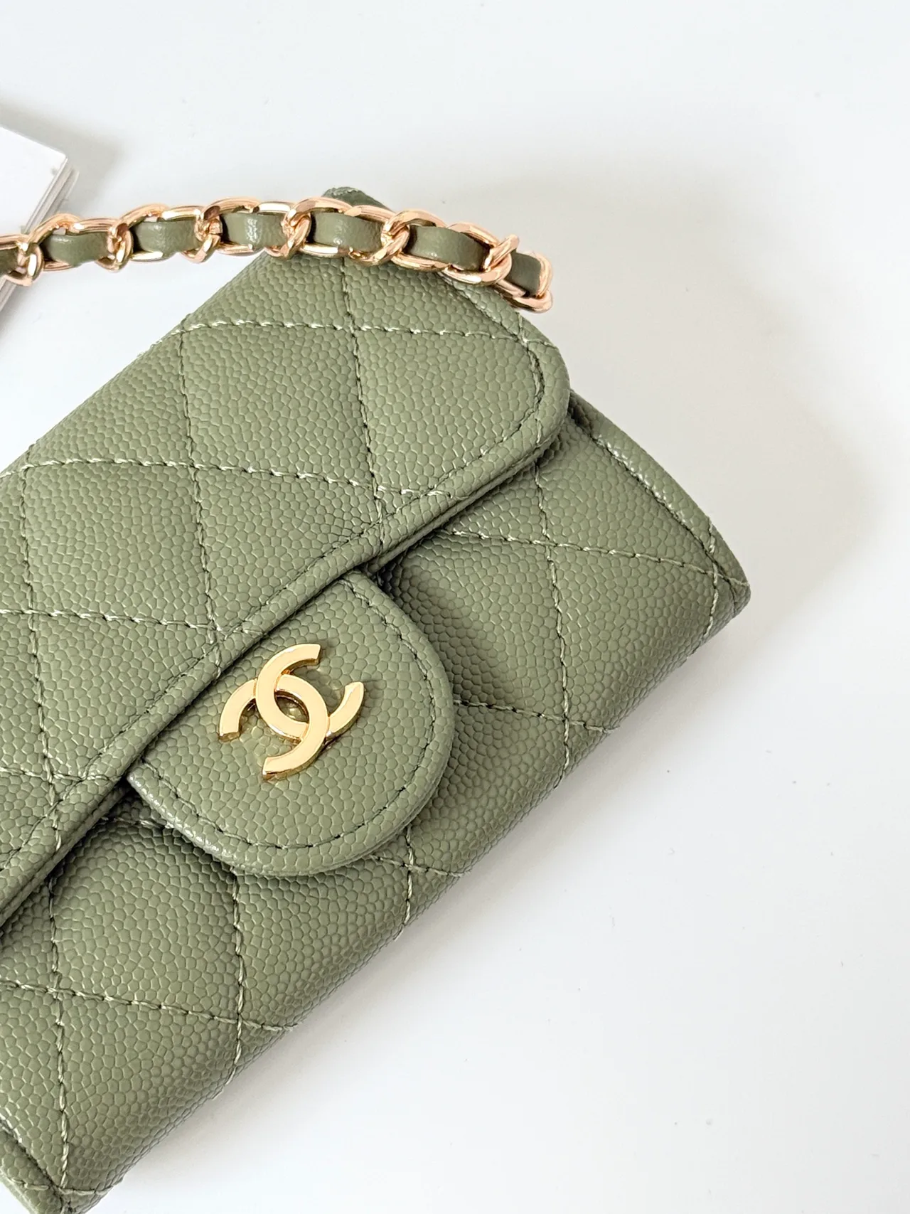 Chanel Quilted Wallet in Green · view 4