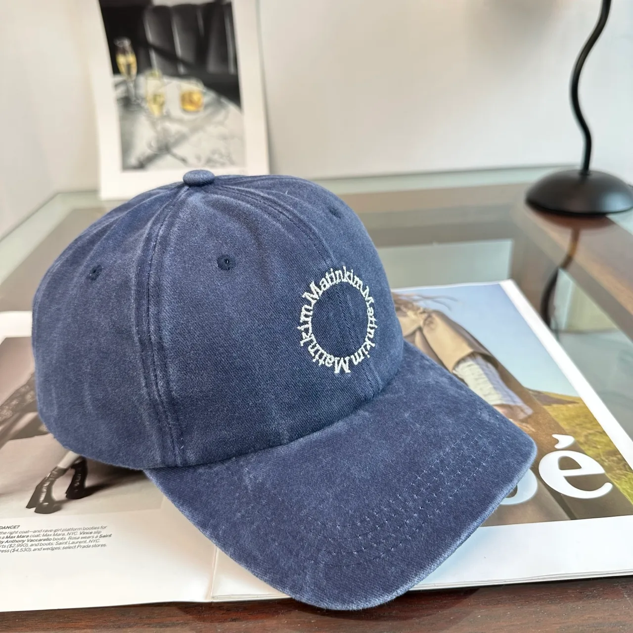 Matin Kim Baseball Cap in Blue & Black & White · view 3