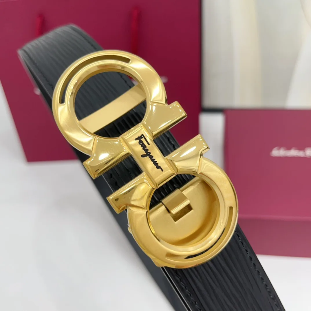 Ferragamo Calfskin Belt in Black · view 2