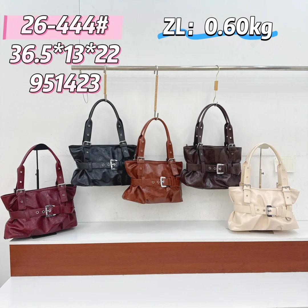 Buckle-Strap Shoulder Tote in Red & Black & Brown & White · view 8