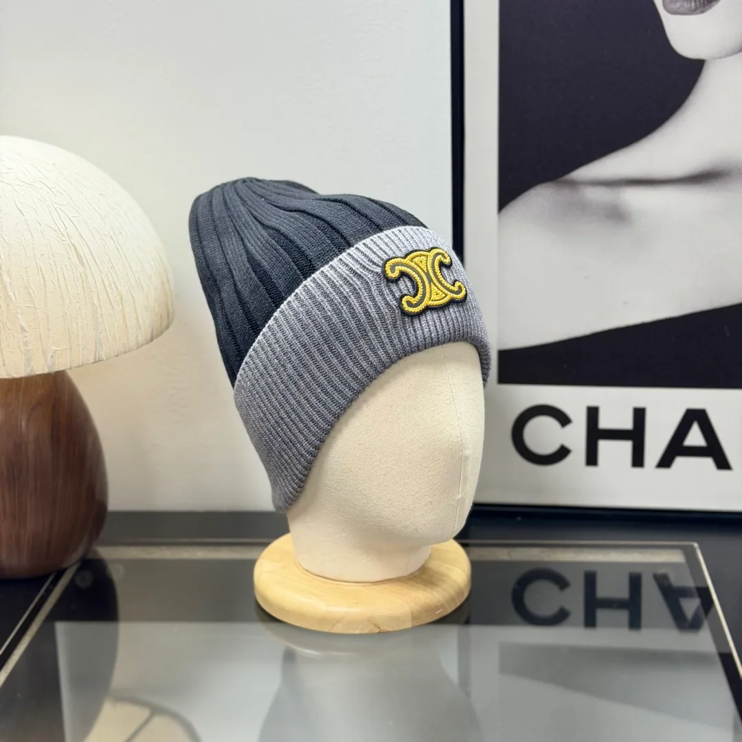Celine Ribbed Beanie in Grey · view 5