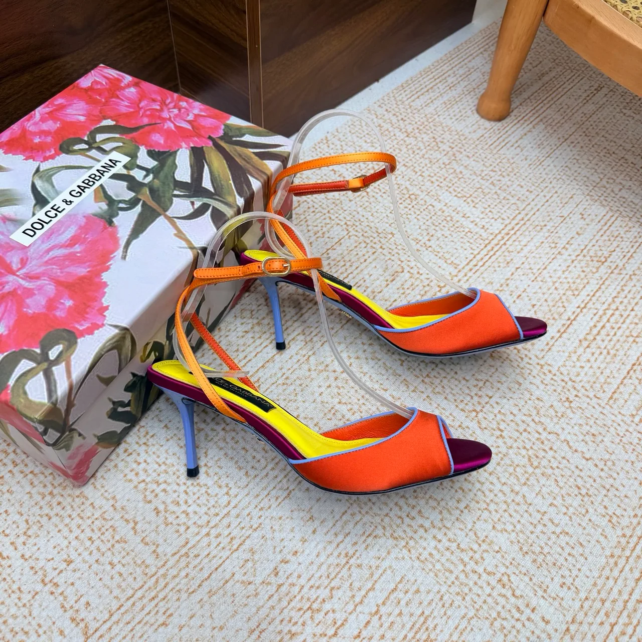 Dolce & Gabbana Peep-Toe Sandals in Orange · view 6