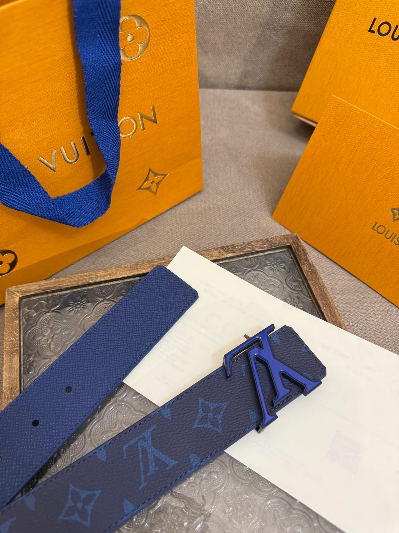 Louis Vuitton Leather Monogram Belt in Blue · view 5