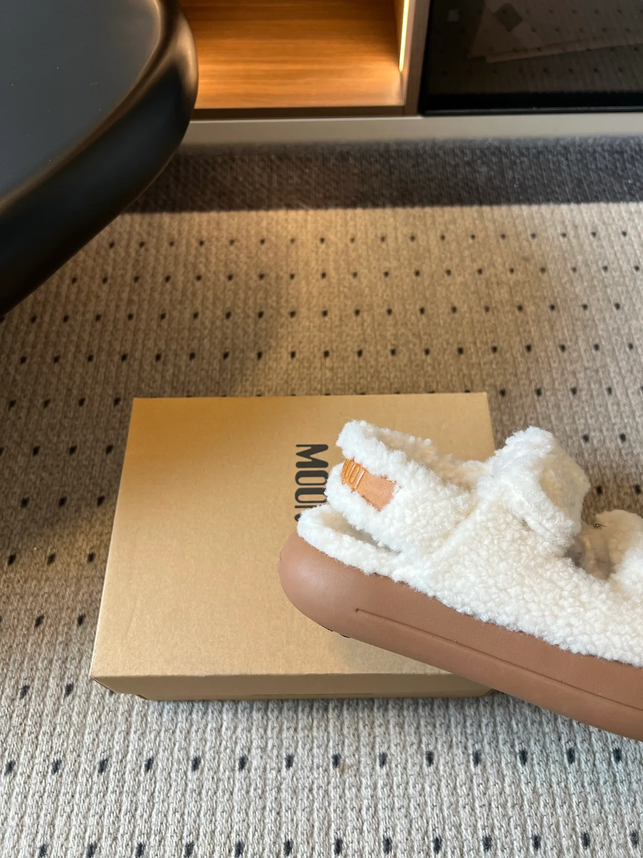 Moon Boot Fleece Platform Slippers in Cream · view 8