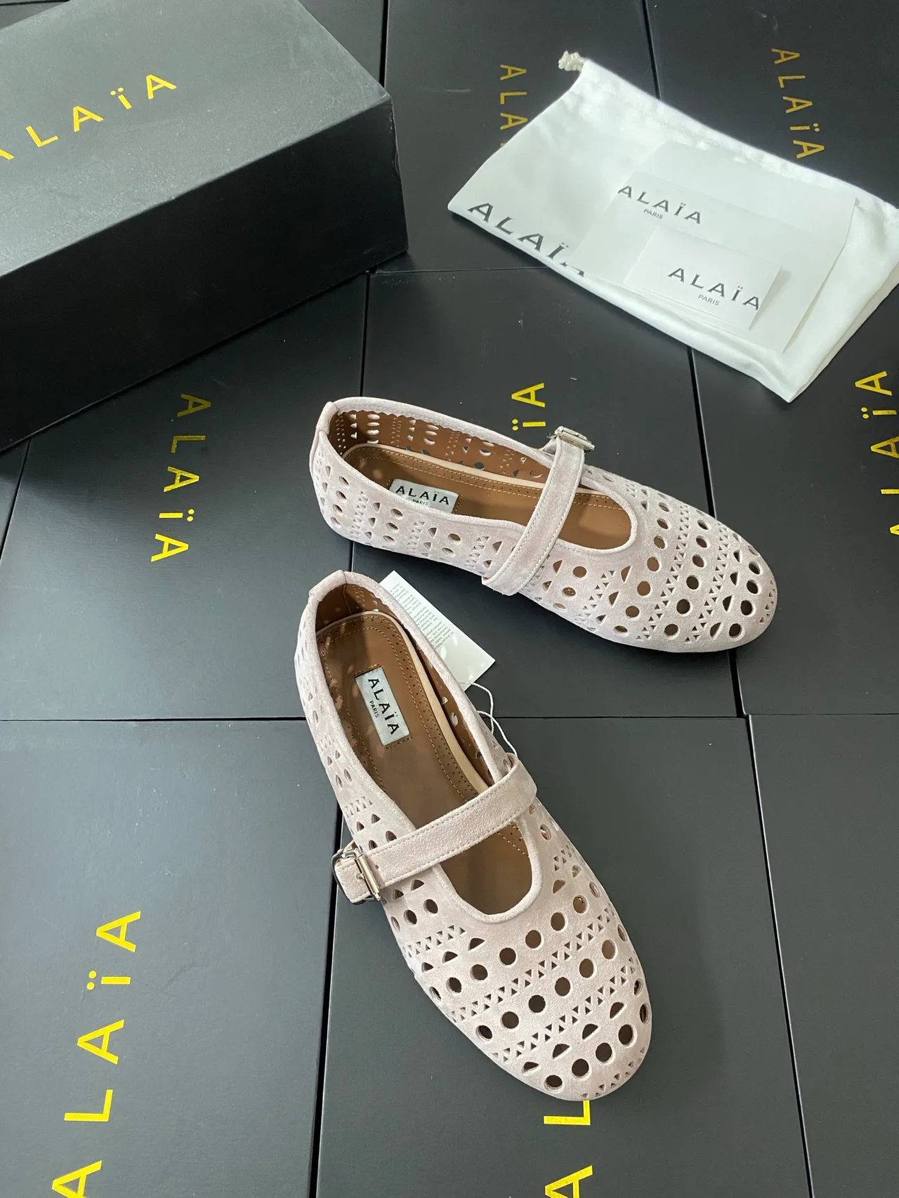 Alaia Sheepskin Ballet Flats in Beige · view 4