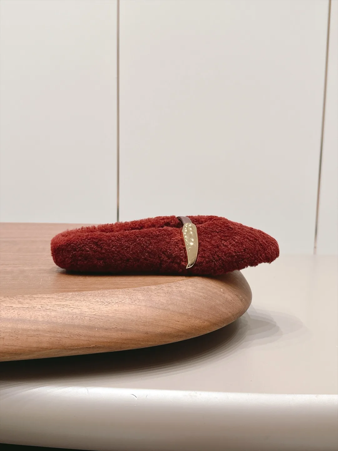 Bottega Veneta Sheepskin Buckle Fur Mary Jane Mules in Red · view 5
