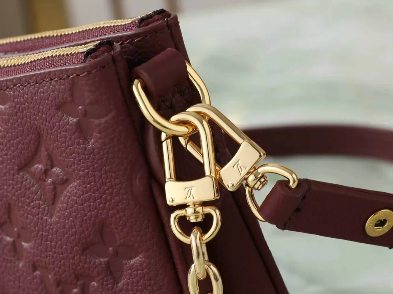 Louis Vuitton Leather Quilted Clutch in Burgundy · view 7