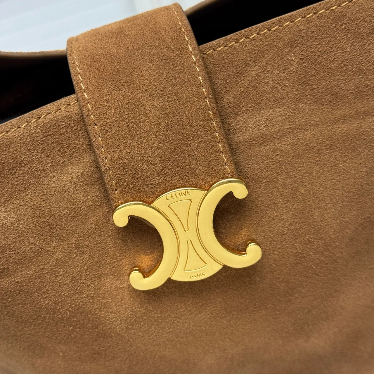 Celine Cowhide Bucket Bag in Tan · view 5