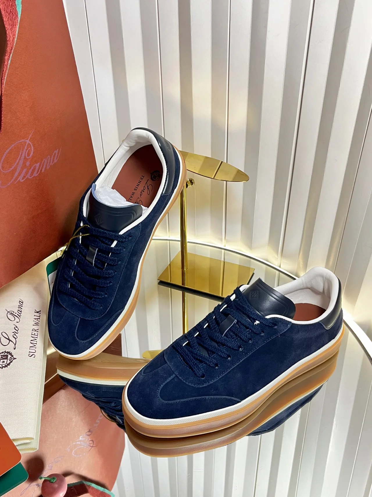 Loro Piana Cashmere Sneakers in Blue · view 5