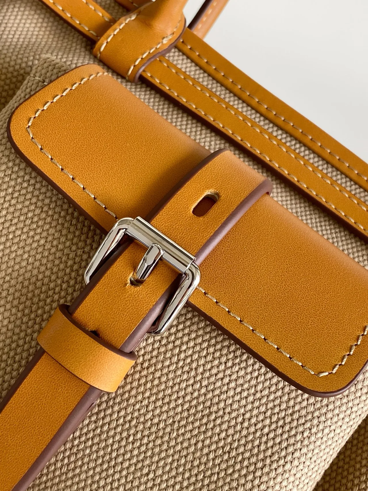 Prada Cowhide Belted Tote in Beige · view 6