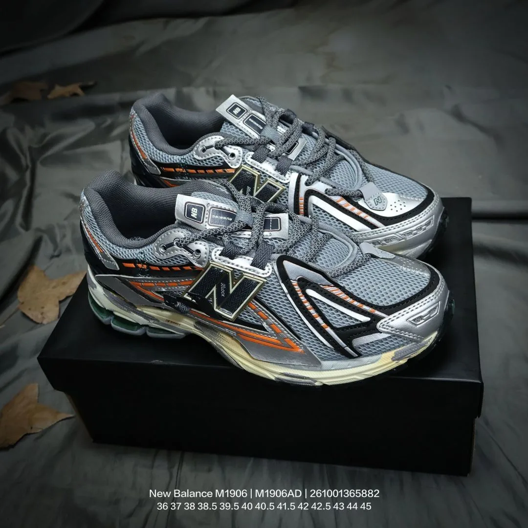 New Balance Panelled Running Sneakers in White & Grey & Black & Green & Beige · view 2