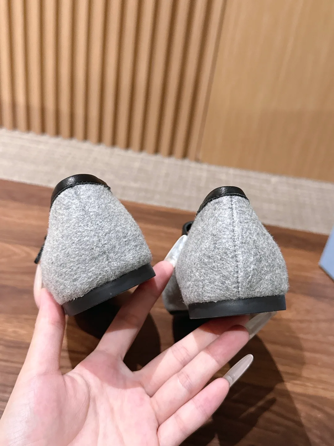 Prada Mary Jane Flats in Grey · view 8