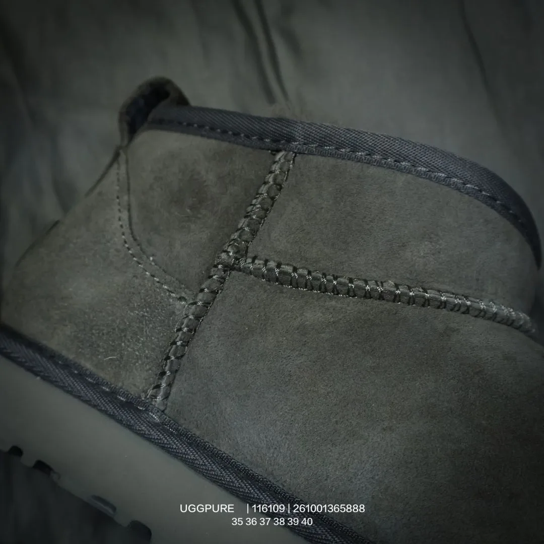UGG Wool Suede-Look Round-Toe Ankle Boots in Grey · view 4