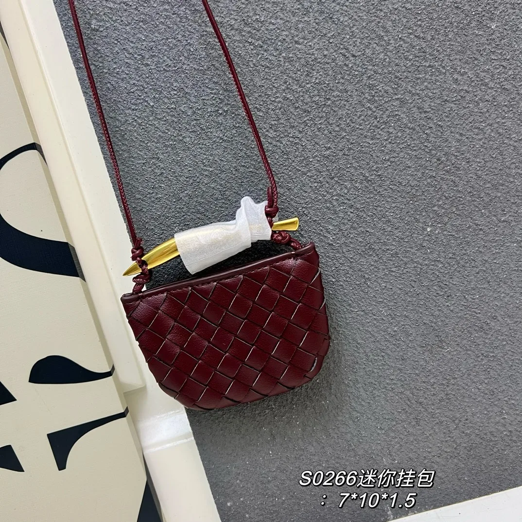 Bottega Veneta Woven Miniature Sardine Bag Charm in Burgundy · view 1