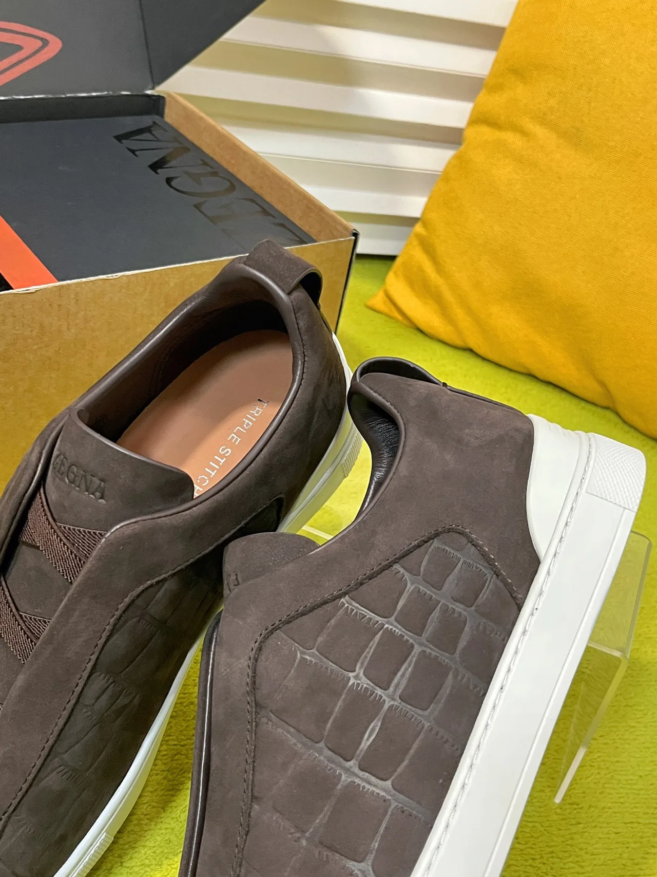Zegna Triple Stitch Sneakers in Brown · view 8