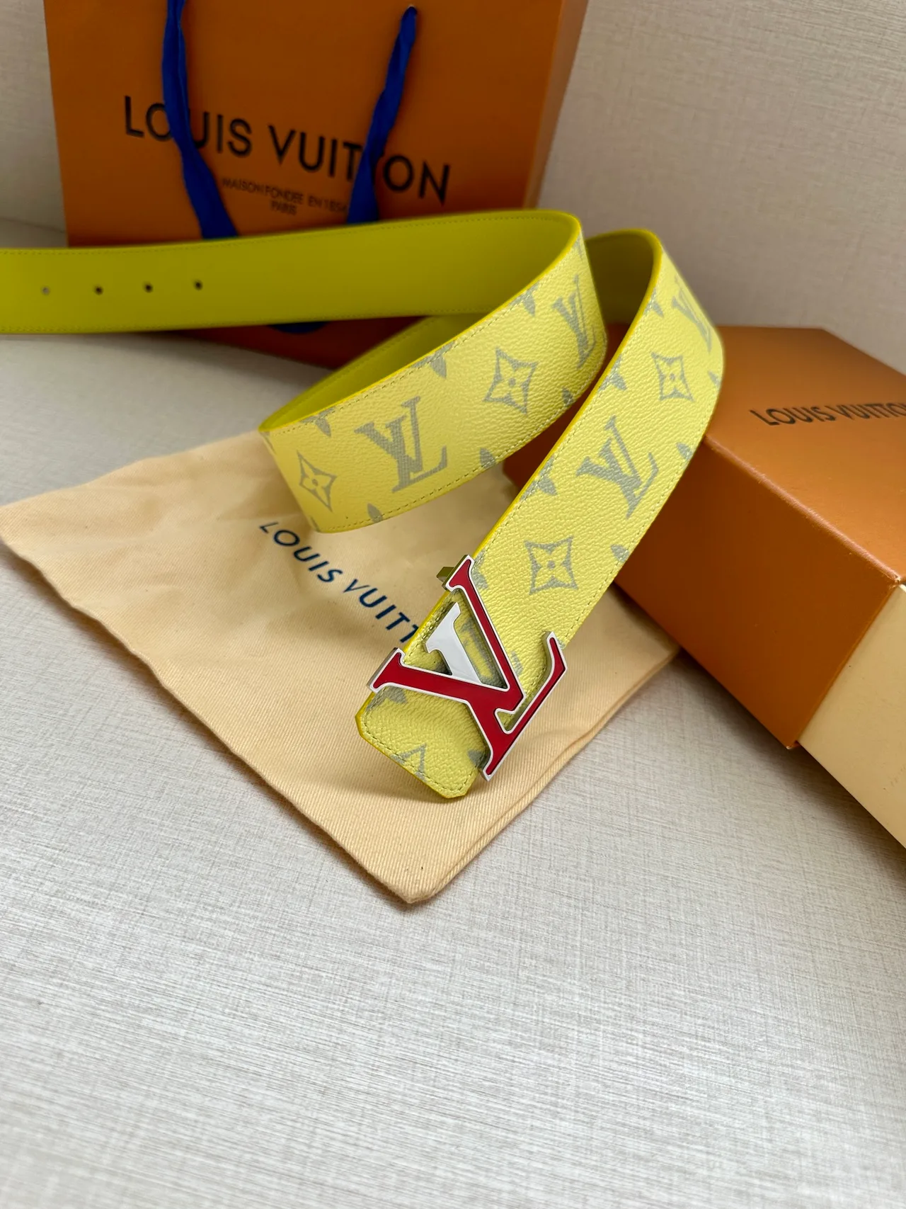 Louis Vuitton Canvas Belt in Yellow · view 3