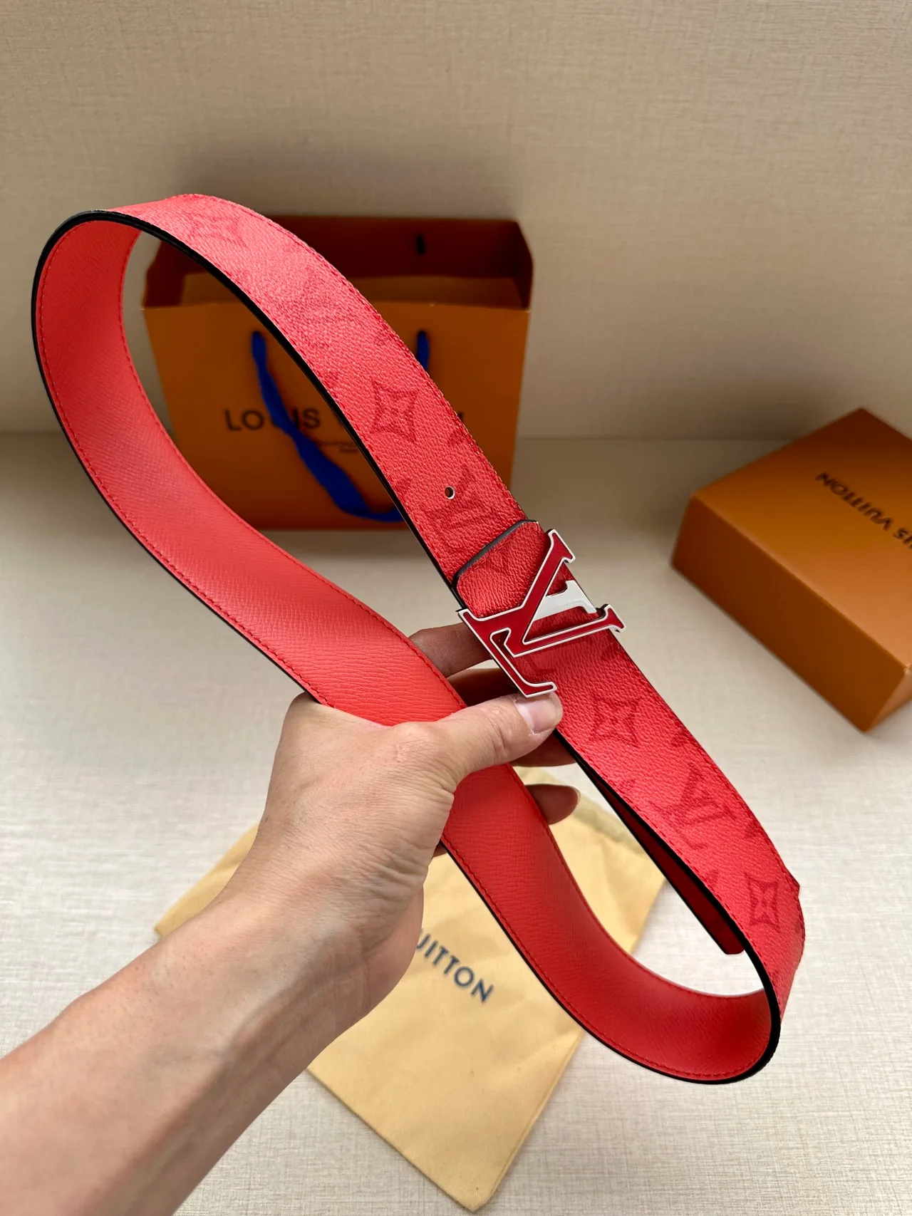 Louis Vuitton Canvas Smooth Belt in Red · view 6