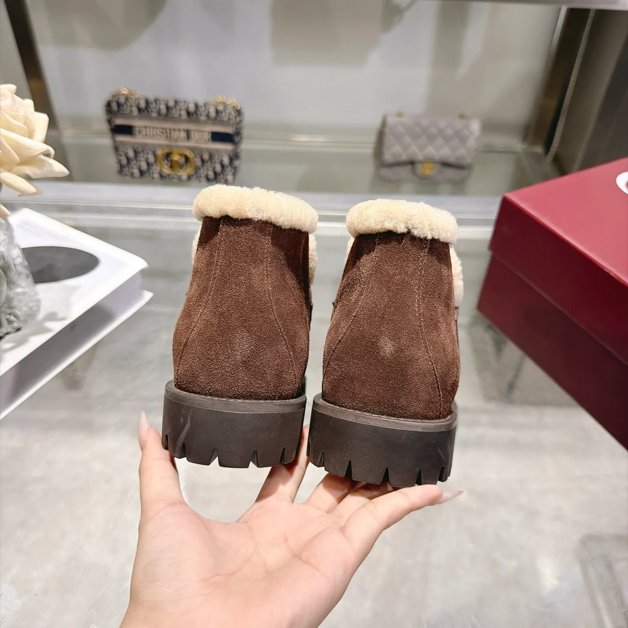 Cowhide Horsebit Lined Ankle Boots in Brown · view 8