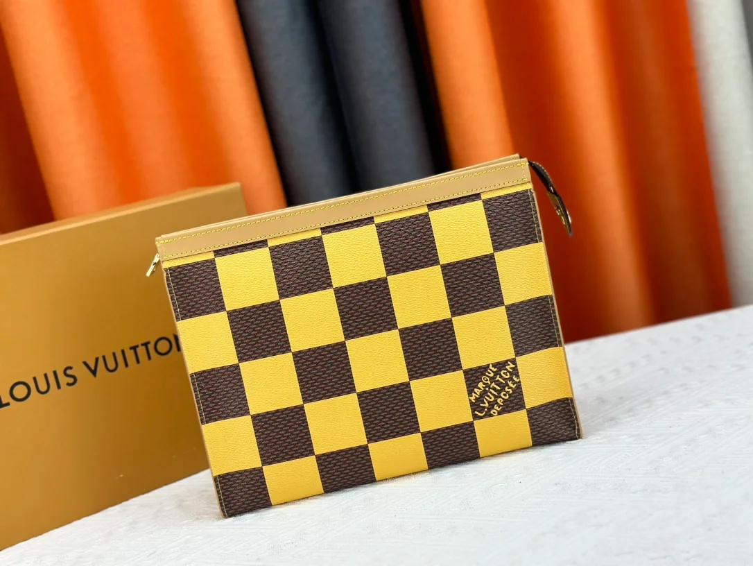 Louis Vuitton Canvas Check Clutch in Yellow · view 1
