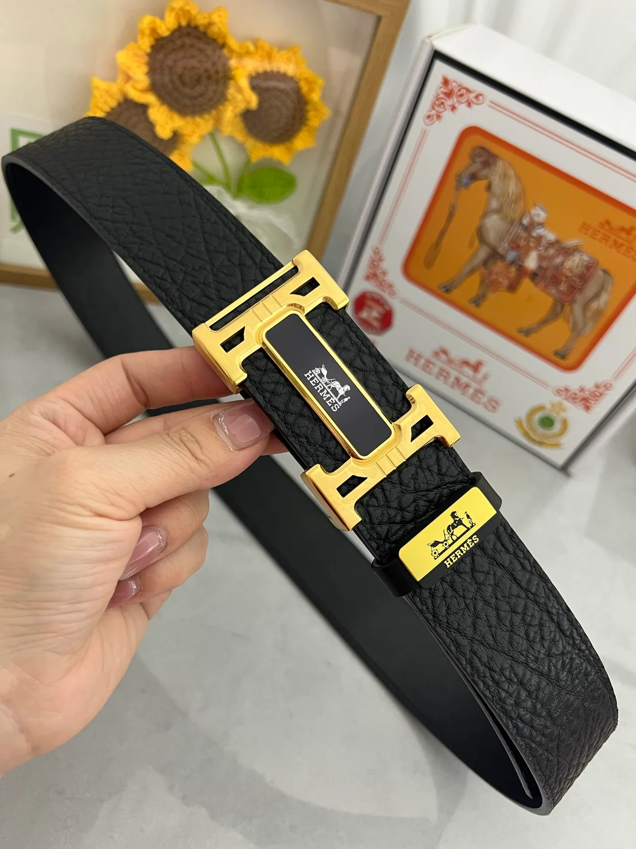 Hermes Rectangular H buckle belt in Black · view 6