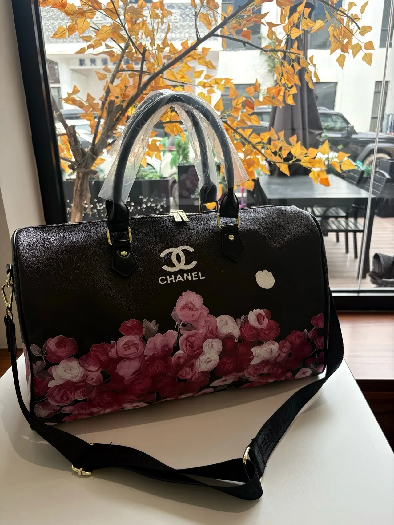Chanel Printed Bowling Bag in Black · view 4