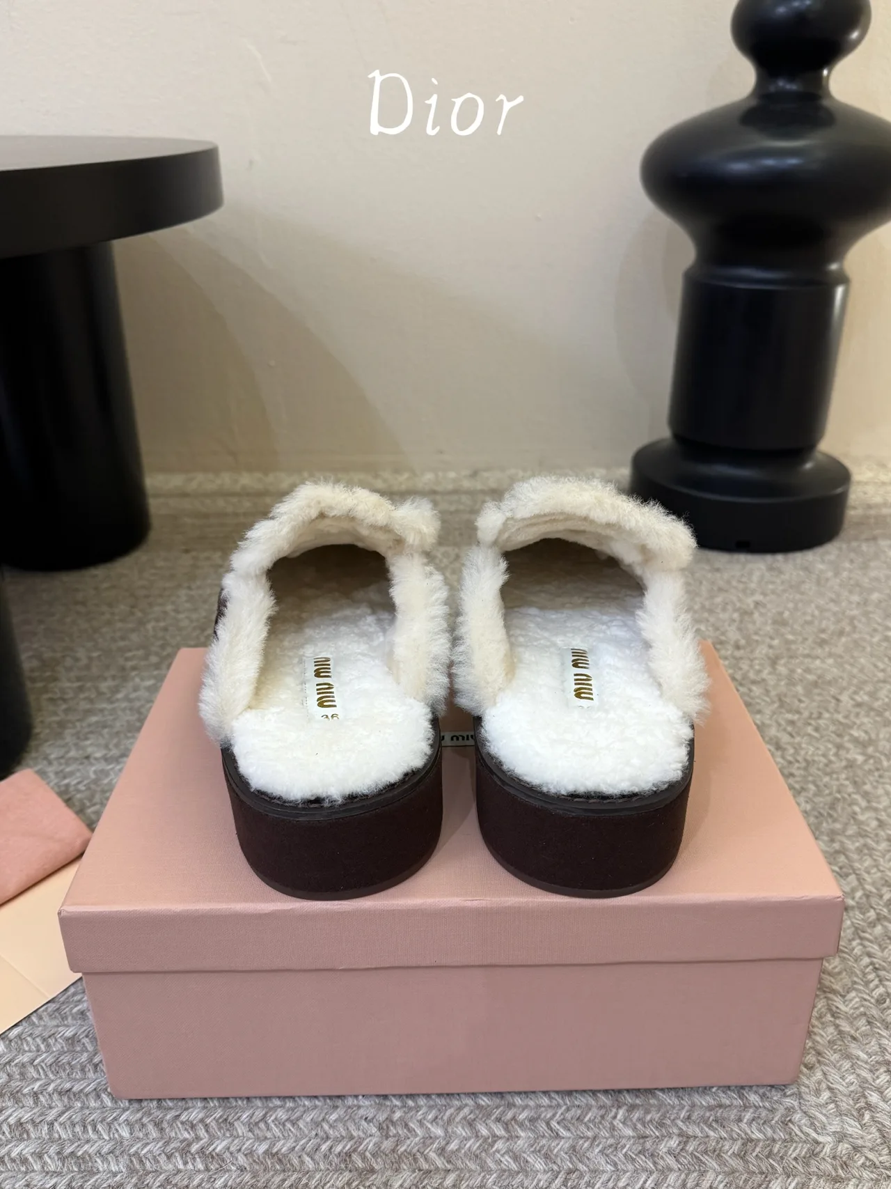 Dior Suede Suede-Look Round-Toe Lined Mules in Brown · view 6