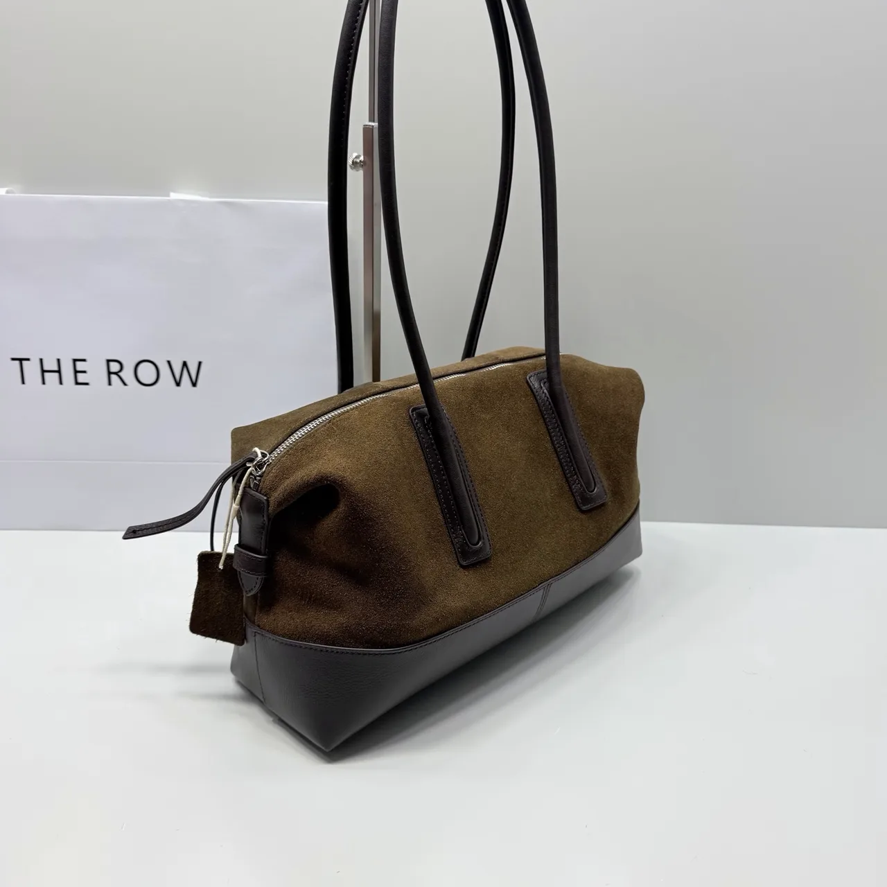 The Row Cowhide Suede Suede-Look Tote in Green · view 6