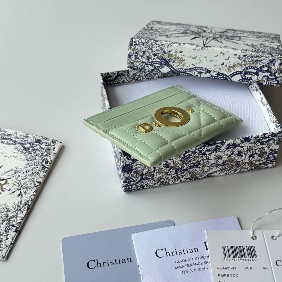 Dior Lambskin Quilted Cardholder in Green · view 6