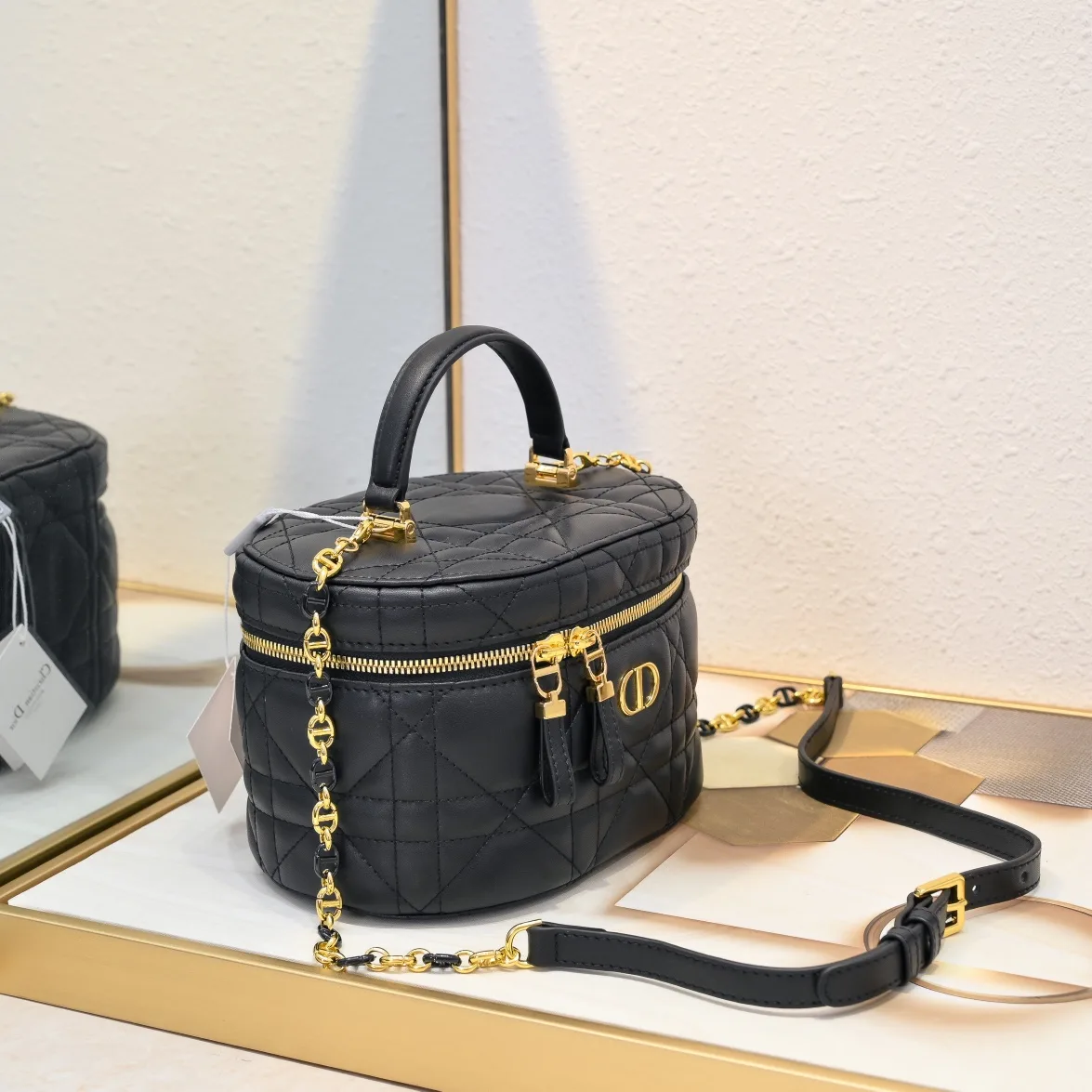 Dior Quilted Cannage Vanity Case in Black · view 1