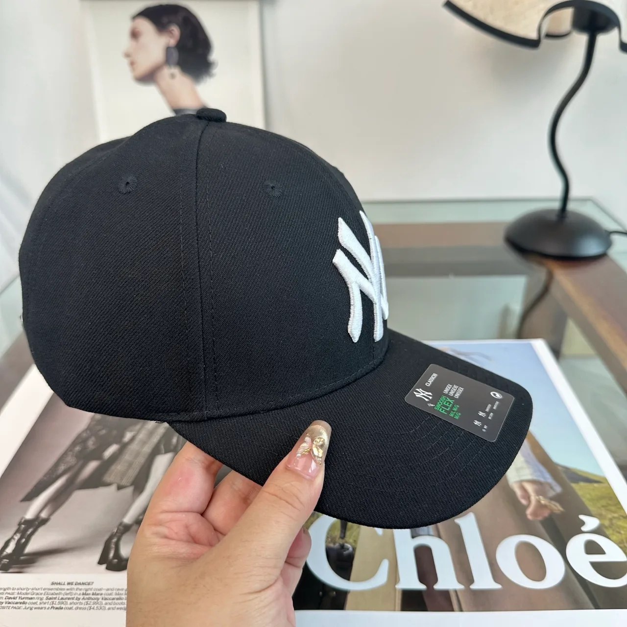 Embroidered NY Letter Baseball Cap in Black · view 6